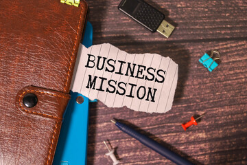 text Business Mission on white paper.