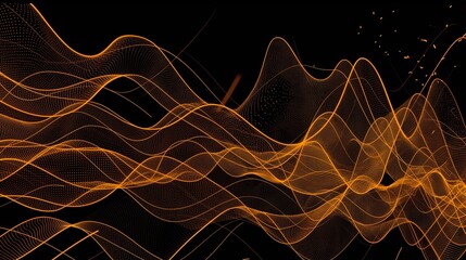 Luminous orange lines weave through the darkness, creating a sense of digital motion and connectivity