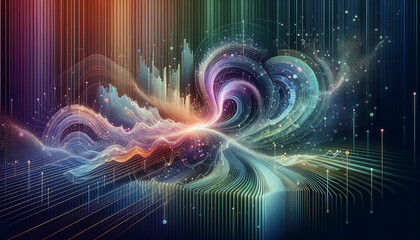 Digital Transformation of High Frequency Trading: Serene and Elegant Swirl of Data in Tranquil Colors