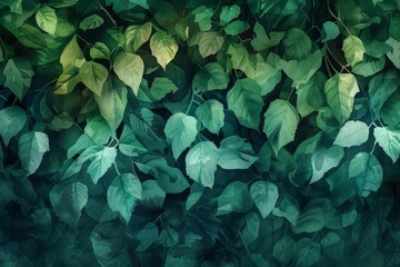 Lush green watercolor foliage Abstract and vibrant Artistic background