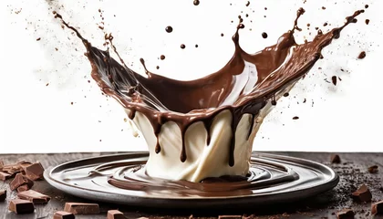 Foto op Plexiglas milk and chocolate splash smooth abstract shapes with clipping path  © blackdiamond67