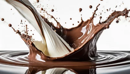 Foto op Canvas milk and chocolate splash smooth abstract shapes with clipping path  © blackdiamond67