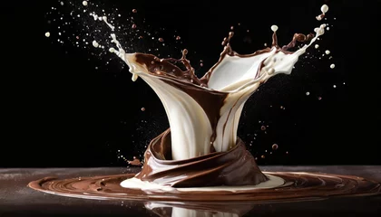 Foto op Plexiglas milk and chocolate splash smooth abstract shapes with clipping path  © blackdiamond67