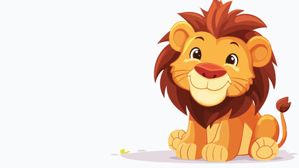 Cute lion cartoon vector illustration.