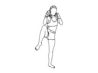 Boxing Player Single Line Drawing Ai, EPS, SVG, PNG, JPG zip file