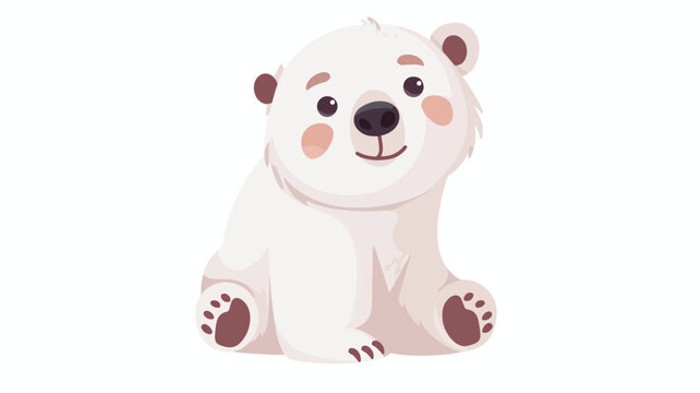 Cute polar bear isolated element. Funny arctic animal.