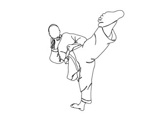 Taekwondo Player Single Line Drawing Ai, EPS, SVG, PNG, JPG zip file