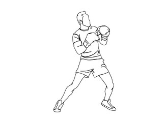 Boxing Player Single Line Drawing Ai, EPS, SVG, PNG, JPG zip file