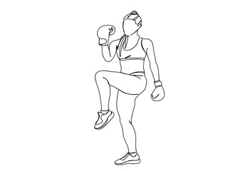Boxing Player Single Line Drawing Ai, EPS, SVG, PNG, JPG zip file