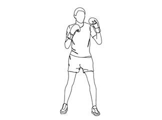 Boxing Player Single Line Drawing Ai, EPS, SVG, PNG, JPG zip file