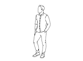 Person, Man, Boy, Fashion Dress, Clothings Single Line Drawing Ai, EPS, SVG, PNG, JPG zip file