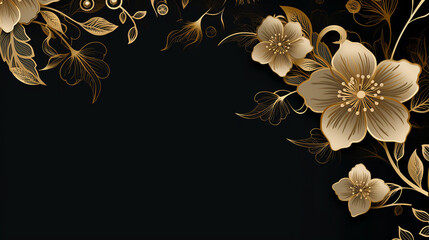 Beautiful floral background with intricately decoration on dark background.