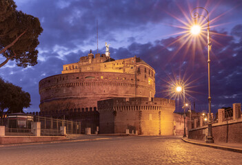 Towers of Fort Sant'Angelo in Rome at dawn
