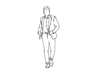 Person, Man, Boy, Fashion Dress, Clothings Single Line Drawing Ai, EPS, SVG, PNG, JPG zip file