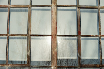 old windows with reflection