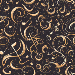 abstract patterns music, Seamless tile pattern AI art