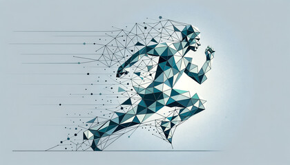 Naklejka premium Geometric Agile Coach guiding agile workflows with minimalist design
