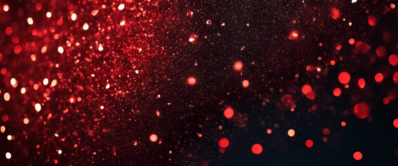 Fototapeta na wymiar Starry Valentine's Romance: Red Bokeh with Sparkling Glitter, Infusing an Elegant Atmosphere - Perfect for Festive Celebrations and Dreamy Greetings - Abstract Red & Black Background