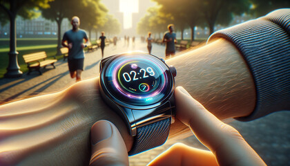 Modern Smartwatch: Cutting-Edge Tech in Urban Park Setting