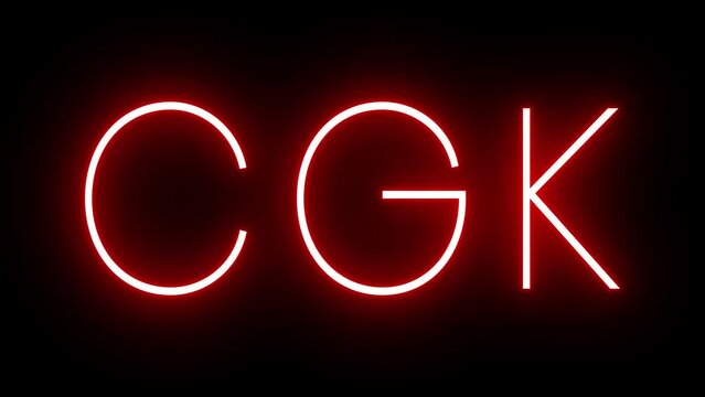 Red retro neon sign with the three-letter identifier for CGK Jakarta Soekarno&ndash;Hatta International Airport