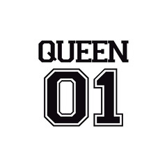 Queen 01. Written in black as if it were a t-shirt print. Vector for silkscreen, dtg, dtf, t-shirts, signs, banners, Subimation Jobs or for any application.