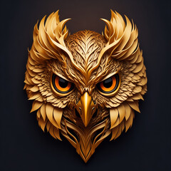 head owl on gold color