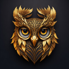 head owl on gold color