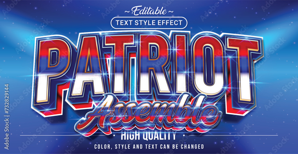 Poster editable text style effect - patriot assemble text style theme.
