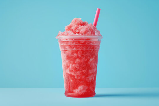 Studio shot of a colorful crushed ice slushy drink