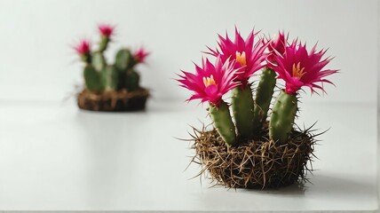 Bush of Easter cactus on plain white background from Generative AI