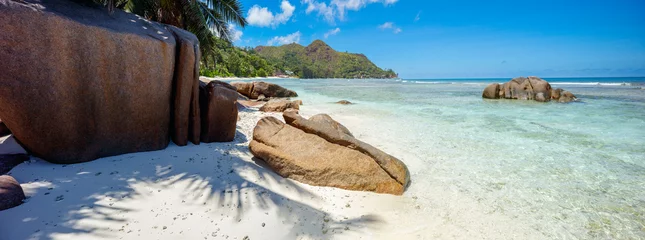 Lichtdoorlatende gordijnen Anse Source D'Agent, La Digue eiland, Seychellen Tropical Paradise - Anse Source d'Argent Beach on island La Digue in Seychelles