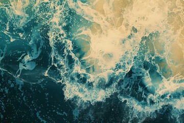 Abstract texture of ocean waves. Aqua and turquoise sea foam - obrazy, fototapety, plakaty