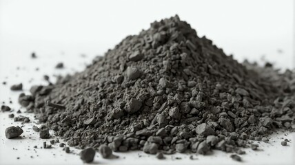 Pile of ash on plain white background from Generative AI