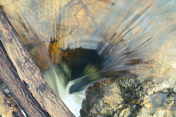 Fast flowing water, slow shutter speed, blur