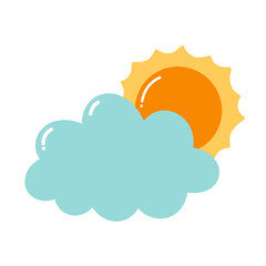 Fototapeta premium Cloud with Sun icon.