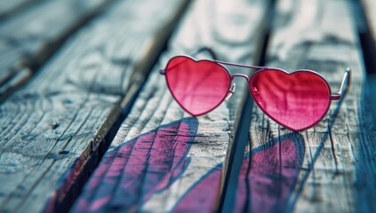Fashion heart shaped sunglasses on artistic color tree. Fashion accessory for summer