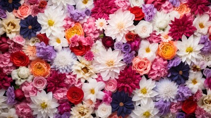 Obraz na płótnie Canvas Background of many flowers. Neural network AI generated art
