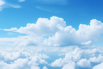 Naklejka na ściany i meble Gorgeous blue sky and fluffy white clouds backdrop. Generative AI
