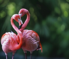 pink flamingo, photo wallpaper, peach color background, trendy color, heart, valentine's day, love. screen saver.