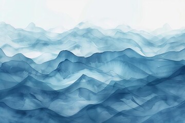 Fototapeta premium Abstract wave watercolor background in soothing blue tones Perfect for creating a calm and serene atmosphere in designs and artistic projects.