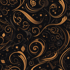 abstract patterns music, Seamless tile pattern AI art