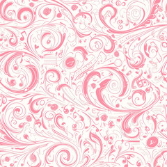pink abstract patterns music, Seamless tile pattern AI art