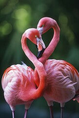 pink flamingo, photo wallpaper, peach color background, trendy color, heart, valentine's day, love. screen saver.