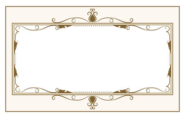 Vintage frame. Old era brown decorated with scrolling flowers.