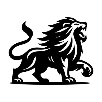 The silhouette lion roaring vector illustration