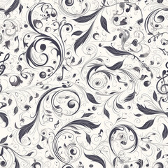 abstract patterns music, Seamless tile pattern AI art