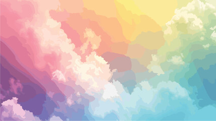 Obraz na płótnie Canvas Color Rainbow With Clouds With Gradient Mesh.