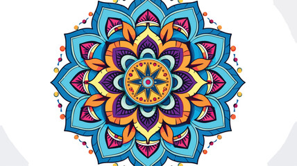 Colorful mandala art geometric doodle round.