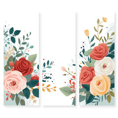 Beautiful flower collection of posters with roses.