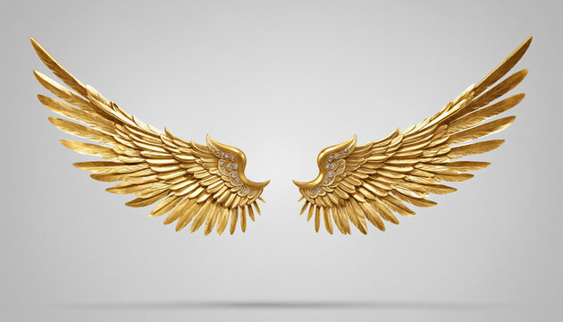 Golden wings isolated on transparent background - Generative AI